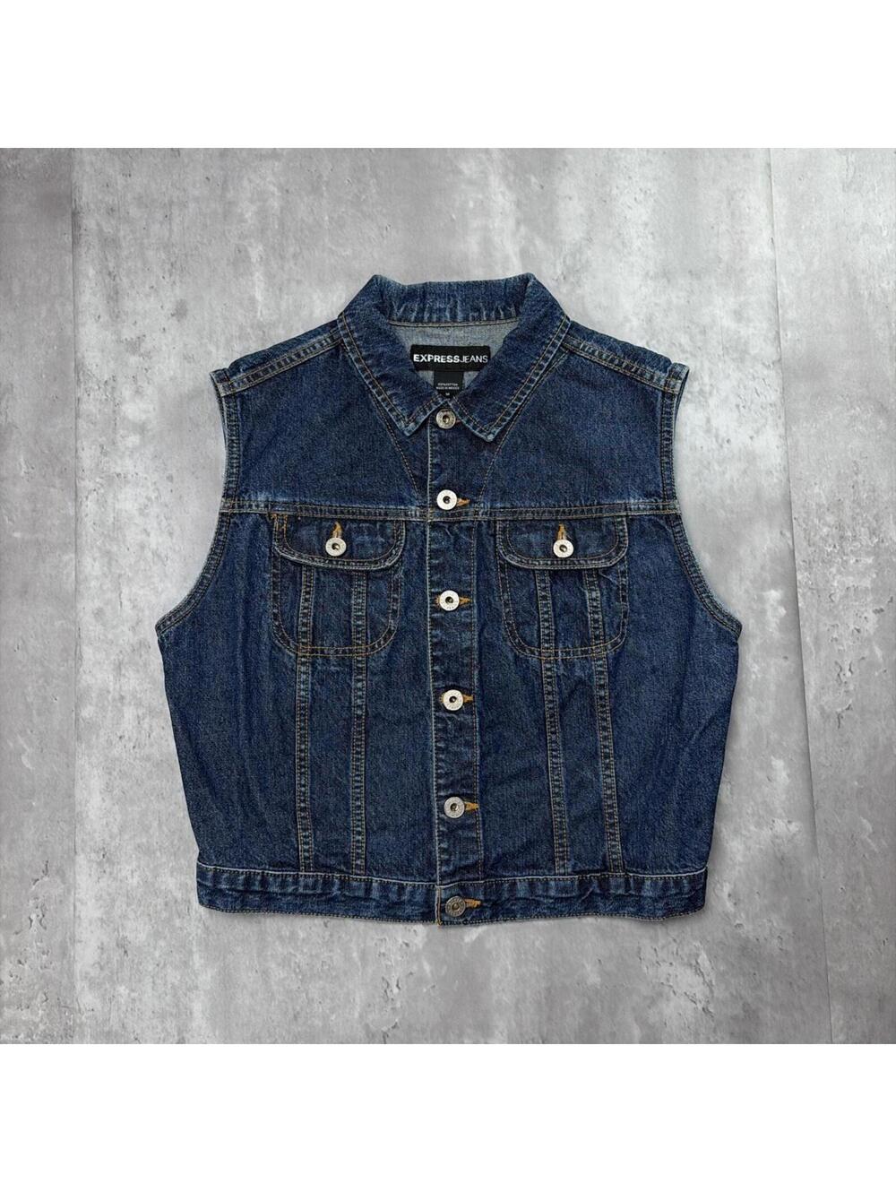 Y2K Blue Express Grunge Trucker Denim Vest